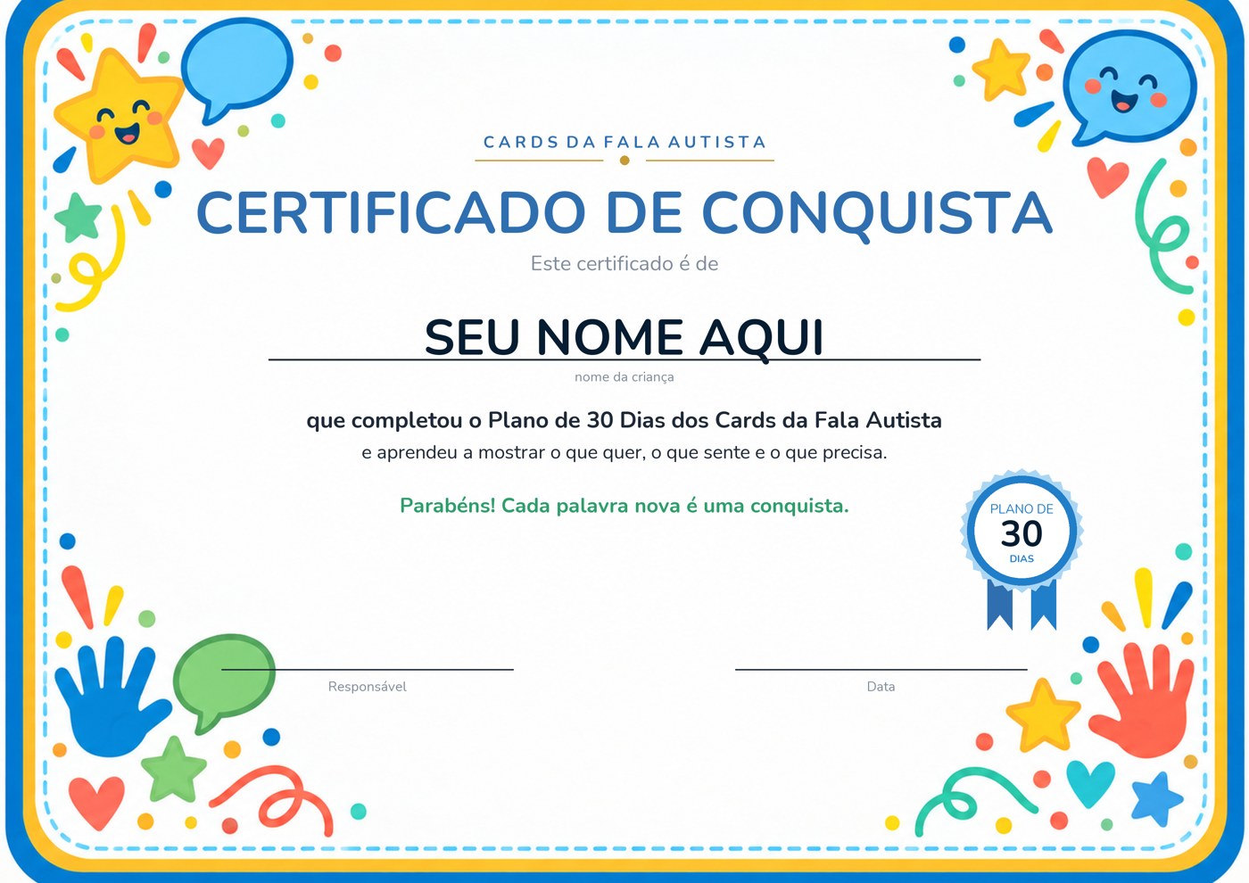 Certificado de conclusão do Plano de 30 Dias